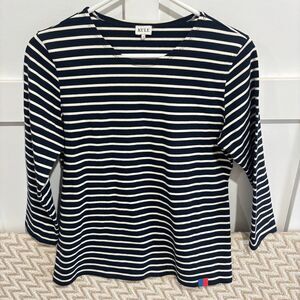 KULE The Modern 3/4 Sleeve Tee Navy Cream Stripe
